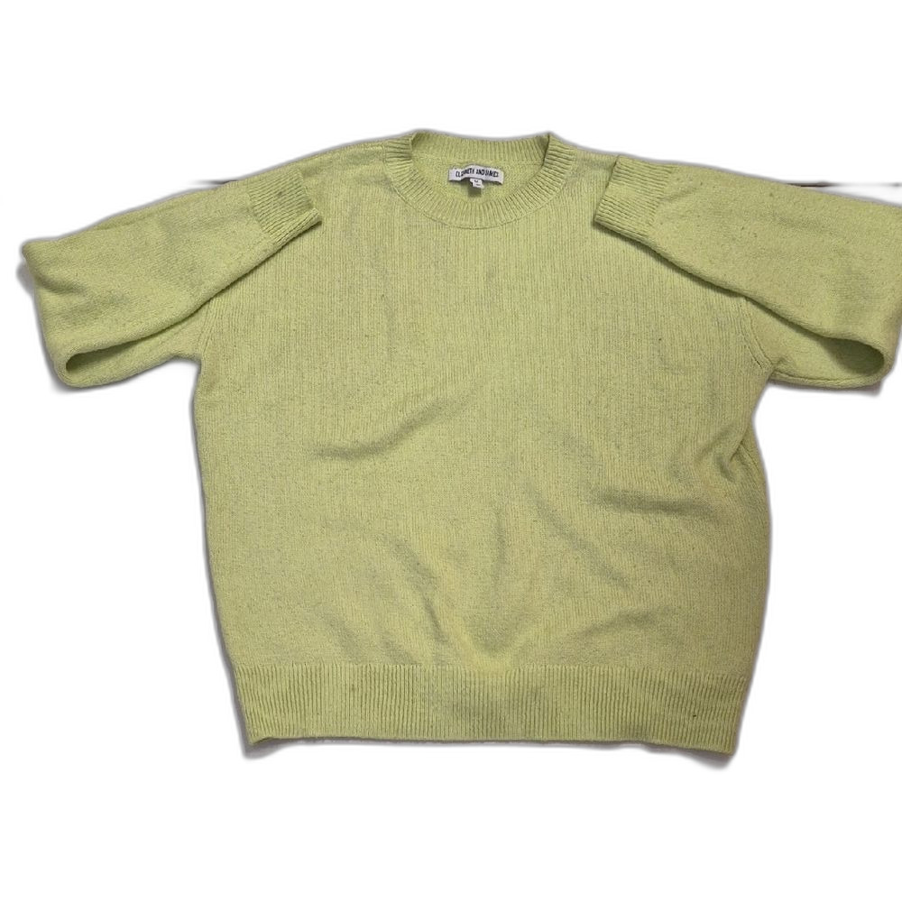 Elizabeth and James Pale Lime Green Crewneck Knit Sweater - Size Medium